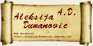 Aleksija Dumanović vizit kartica
